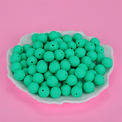 丸いシリコン焦点ビーズ  春の緑  15mm  穴：2mm&nbsp;SI-JX0046A-30
