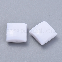 不透明なアクリルビーズ  多面カット  正方形  ホワイト  10x10x4.5mm  穴：1mm  約1408個/500g&nbsp;SACR-S300-19A-01