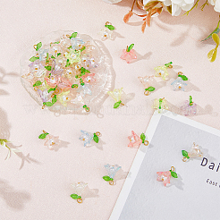 56個7色アクリルパーツ  黄金の鉄のパーツと  花  ミックスカラー  20mm  8個/カラー&nbsp;PALLOY-DC00026