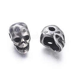 ハロウィン 304 ステンレス ビーズ  スカルヘッド  アンティークシルバー  12x7x9.5mm  穴：2mm&nbsp;STAS-F243-18AS
