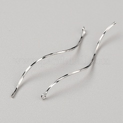 真鍮チャーム  ツイストウェーブチャーム  ピアス作りに  プラチナメッキ  53x2.5x1mm  穴：1mm&nbsp;LS-KK-WH0054-36G