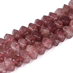 天然石ストロベリークォーツビーズ連売り  ナゲット  多面カット  7~8x10~14x10~14mm  穴：1mm  約50~53個/連  14.96~15.55''（38~39.5センチメートル）&nbsp;G-D091-A33