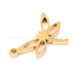 304ステンレススチールチャーム  レーザー切断  トンボ  ゴールドカラー  12x8x1.1mm  穴：1mm&nbsp;STAS-O142-15G