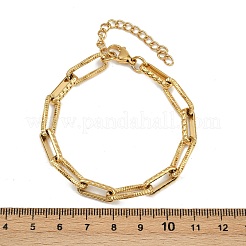 女性用304ステンレススチールリンクチェーンブレスレット  長方形  PVD真空メッキ  22KGP本金メッキ  7-1/8インチ（18.1cm）&nbsp;BJEW-Z143-12G