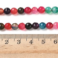天然石瑪瑙ビーズ連売り  染め＆加熱  ラウンド  多面カット  カラフル  6mm  穴：1mm  約62個/連  14.37~14.76インチ（36.5~37.5cm）&nbsp;G-C082-A01-60