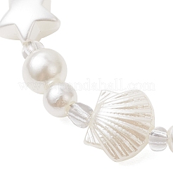 女性用 ABS プラスチック模造真珠ビーズブレスレット  アクリルと  花  6-7/8インチ(17.6cm)+エクステンダー: 62mm&nbsp;BJEW-JB11872-02