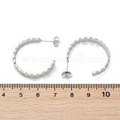 304ステンレススチールC字型スタッドピアス  イオンプレーティング（ip）  プラチナ  24x4mm&nbsp;EJEW-V004-05P