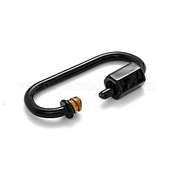 スプレー塗装真鍮ネジカラビナロッククラスプ  ネックレス作り用  オーバル  ブラック  26x13x2mm&nbsp;KK-B032-03