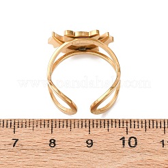 女性用エナメルカフリング付き304ステンレススチール  ゴールドカラー  バット  11x18mm  調整可能&nbsp;LS-RJEW-Z116-01G-07