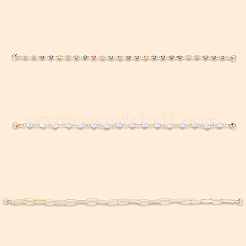 1セット3スタイルのアイアンハットチェーン、ロブスタークロウクラスプ付き  ゴールドカラー  285~290mm  3個/セット&nbsp;HJEW-CN0001-31C