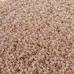 MIYUKIラウンドロカイユビーズ  日本製シードビーズ  15/0  （rr2370)透明な淡い桃の光沢  1.5mm  穴：0.7mm  約27777個/50g&nbsp;SEED-X0056-RR2370