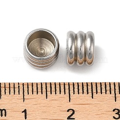 変色しない304ステンレススチールの靴ひも用アグレット  靴紐の先端の頭  溝付き柱  ステンレス鋼色  8x6mm  穴：6mm&nbsp;STAS-Z045-06P