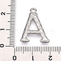 304ステンレススチールペンダント26個  文字a~zのチャーム  ステンレス鋼色  19~27x6~22x3mm  穴：1.6mm&nbsp;STAS-N117-01P