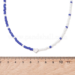 真鍮ハートガラスシードビーズネックレス9個9色  ステンレス鋼色  ミックスカラー  16.06インチ（40.8cm）  1pc /カラー&nbsp;NJEW-JN05956