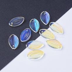 電気メッキガラスチャーム  ABカラーメッキ  花びら  クリアAB  21x12x4mm  穴：1.2mm&nbsp;EGLA-L014-10