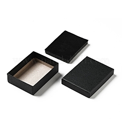 テクスチャ ペーパー ネックレス ギフト ボックス  中にスポンジマット付き  長方形  ブラック  9.1x7x2.7cm  内径：6.5x8.6のCM  深さ：2.5cm&nbsp;OBOX-G016-C05-B
