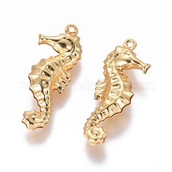 304ステンレスペンダント  タツノオトシゴ  18KGP本金メッキ  26.5x10x4mm  穴：1mm&nbsp;STAS-F227-08-G