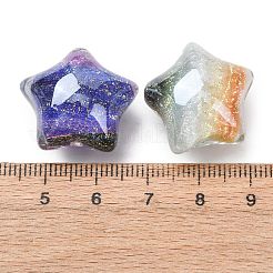グラデーションカラー透明樹脂ビーズ  キラキラビーズ  スター  ミックスカラー  20.5x23.5x16mm  穴：2mm&nbsp;RESI-C073-12