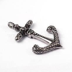 316サージカルステンレススチール製ビッグペンダント  頭蓋骨とアンカー  アンティークシルバー  62x40x7mm  穴：4.5mm&nbsp;STAS-L184-109