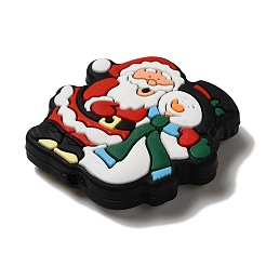 クリスマスシリーズ シリコンビーズ  カラフル  サンタクロース  29x30.5x7.5mm  穴：2mm&nbsp;SIL-S006-01A