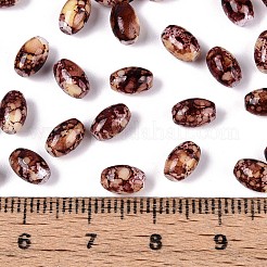 塗装ガラスシードビーズスプレー  オーバル  ココナッツブラウン  7x4~4.5mm  穴：0.9mm  約2500個/ポンド&nbsp;SEED-T007-14D