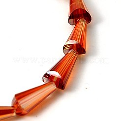電気メッキガラスビーズ  虹メッキ  多面カット  コーン  ミックスカラー  16x8mm  穴：1mm&nbsp;EGLA-E001-M