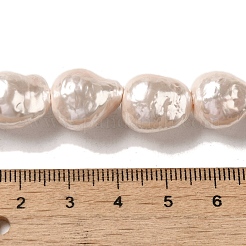 電気メッキガラス模造真珠ビーズ連売り  ナゲット  ABカラーメッキ  桃パフ  14~16x12~13mm  穴：1.2mm  約27個/連  15.75''（40センチメートル）&nbsp;BSHE-G035-01A-07-1
