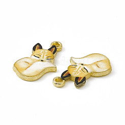 塗装合金ペンダント  キツネのチャーム  カドミウムフリー＆ニッケルフリー＆鉛フリー  ゴールドカラー  モカシン  19.5x11.5x2mm  穴：1.5mm&nbsp;PALLOY-P288-05G-01