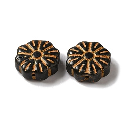 不透明なランプワークビーズ  花  ブラック  15x6mm  穴：1mm  約45~55個/100g&nbsp;LAMP-P065-03B-06