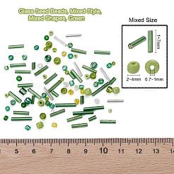 ガラスシードビーズ  混合スタイル  混合図形  グリーン  1~27x2~4mm  穴：0.7~1mm&nbsp;X-SEED-S059-006