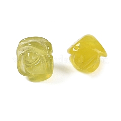 天然オリーブ翡翠の彫刻ビーズ  トップ掘削  花  10.5x10x8mm  穴：0.9mm&nbsp;G-NH0001-11