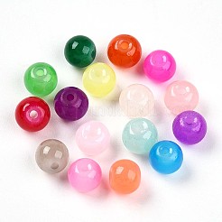 ベーキングペイント模造翡翠ガラスビーズ  ラウンド  ミックスカラー  6~7mm  穴：1.2~1.5mm&nbsp;X1-DGLA-Q021-6mm-M