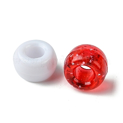 424g8色アクリルビーズ  ツートン  バレル  ファイヤーブリック  9x6mm  穴：3.5~3.8mm&nbsp;KY-FS0001-22A