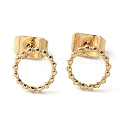 女性用304ステンレススチールスタッドピアス  18KGP本金メッキ  フラットラウンド  6.8mm&nbsp;EJEW-Z092-01G-03