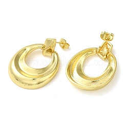 ドーナツ真鍮ダングルスタッドピアス  16KGP本金メッキ  34x25mm&nbsp;EJEW-G373-01G