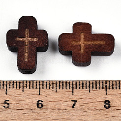 天然木のビーズ  染め  クロス  サドルブラウン  16.5~17x12.5~13x5mm  穴：1.6~2mm&nbsp;WOOD-N016-66A