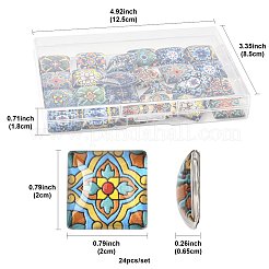 ガラスカボション1袋  床タイル模様の正方形  ミックスカラー  20x20x6.5mm  24個/袋&nbsp;GGLA-FS0001-20B