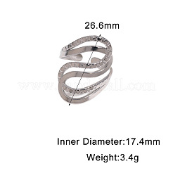 304ステンレススチールオープンカフリング  ナゲット  ステンレス鋼色  内径：17.4mm&nbsp;WGEC3B2-01