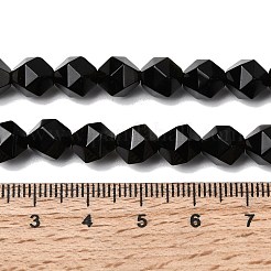 天然石ゴールデンシーンオブシディアンビーズ連売り  スターカットラウンドビーズ  多面カット  7~8x7~8x7~8mm  穴：1mm  約46~47個/連  14.72''~15''（37.4~38.1センチメートル）&nbsp;G-Z119-A10-02