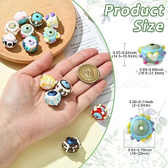 17個 17色手描きアクリル、エナメルビーズ付き  ミックスカラー  14.5~15.5x16.5~21.5x16~20mm  穴：2~2.8mm  1pc /カラー&nbsp;MACR-CJ0002-30
