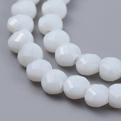 ガラスビーズ連売り  多面カット  フラットラウンド  ホワイト  6x4mm  穴：1.2mm  約98個/連  22インチ（53.5cm）&nbsp;EGLA-J149-B12-1