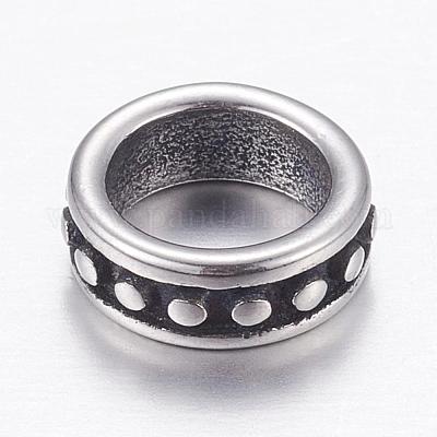 304ステンレススチールビーズ  リング  アンティークシルバー  8x3mm  穴：6mm&nbsp;STAS-P173-119AS-1