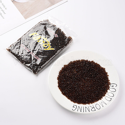 ガラスシードビーズ  トランスペアレント  ラウンド  ブラウン  6/0  4mm  穴：1.5mm  約300粒/30g&nbsp;X2-SEED-A004-4mm-13-1