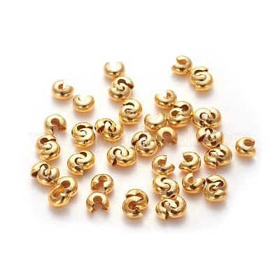 アイアン製つぶし玉カバーカシメ玉カバー  カドミウムフリー＆鉛フリー  金色  サイズ：直径約4mm  穴：1.5~1.8mm&nbsp;IFIN-H029-G-1