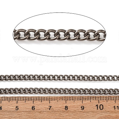 チタンカーブチェーン  溶接されていない  スプールで  生（メッキなし）  5x3x1mm&nbsp;CHS-A021-01A-1