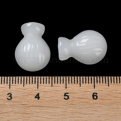 ガラスカボション  花瓶  ホワイト  18x13x6.5mm&nbsp;GLAA-B015-09-1