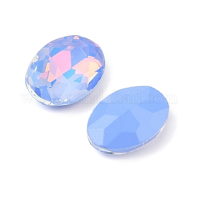 ガラスカボション  多面カット  オーバル  コーンフラワーブルー  14x10x5mm  36個/セット&nbsp;GLAA-N0028-06B-1