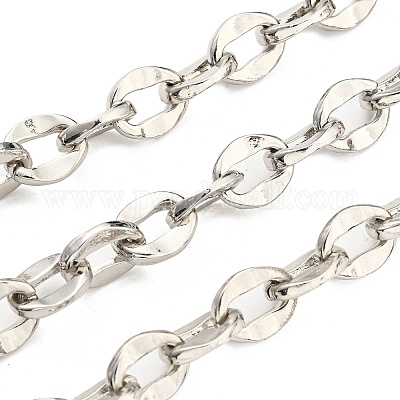 合金ダップチェーン  溶接されていない  スプールで  プラチナメッキ  10.3x8.3x2mm  約3.28フィート（1m）/ロール&nbsp;LCHA-K001-03P-1