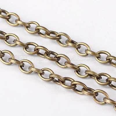 アイアン製アズキチェーン  溶接されていない  ラウンド  スプールで  アンティークブロンズ  5x4x1mm  約32.8フィート（10m）/ロール&nbsp;X-CH-S047-AB-FF-1