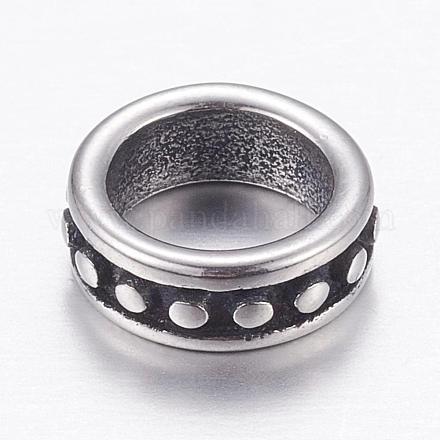 304ステンレススチールビーズ  リング  アンティークシルバー  8x3mm  穴：6mm&nbsp;STAS-P173-119AS-1